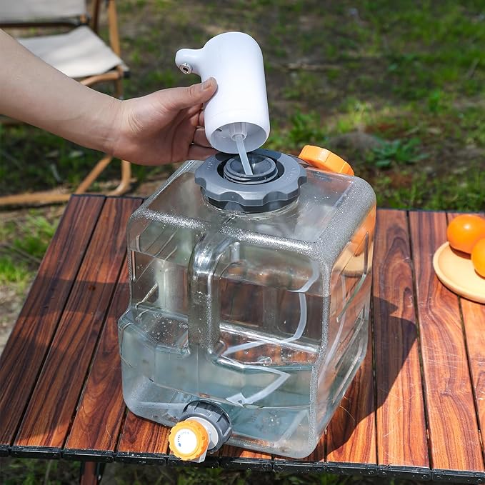 2.11-5.28 Gallon Water Jug, Camping Water Container with Spigot, No Leakage Water Tank Compatible with Electric Water Pumps, Water Bucket for Emergency Outdoor Hiking Picnic