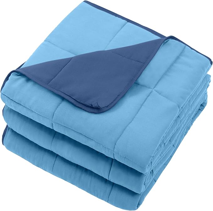 Weighted Blanket for Adults 20lbs, 48"x72" Twin Size, Cooling Heavy Blanket for 130-220lbs with Premium Glass Beads, Soft Thick Big Blankets for All-Season Sleeping Comfort Breathable, Blue