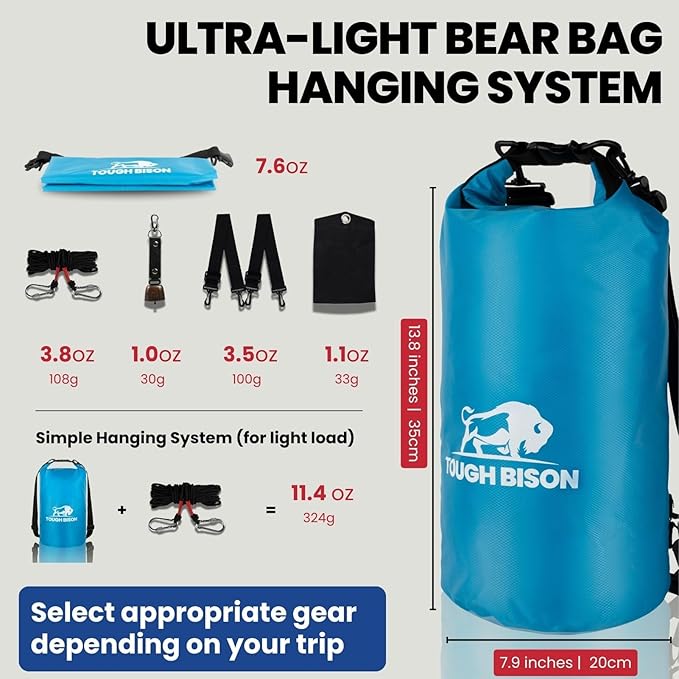 Bear Bags for Food Backpacking Bear Bag Hanging System Bear Canister for Backpacking Food Bag Camping Food Bag Hiking, Camping (Blue)