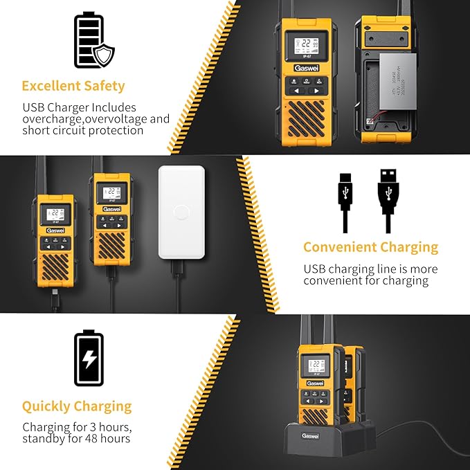 G1pro Profressional Walkie Talkies for Adults, Rechargeable Two Way Radios Long Range, 2 Way Emergency Radio, Waterproof, Shock Resistant (6 Pack)
