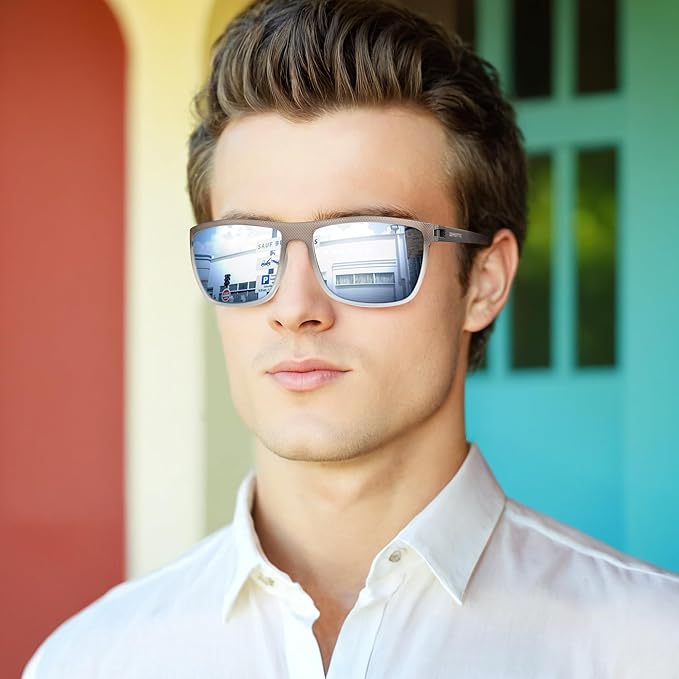 ZENOTTIC Polarized Sunglasses for Men Lightweight TR90 Frame UV400 Protection Square Sun Glasses