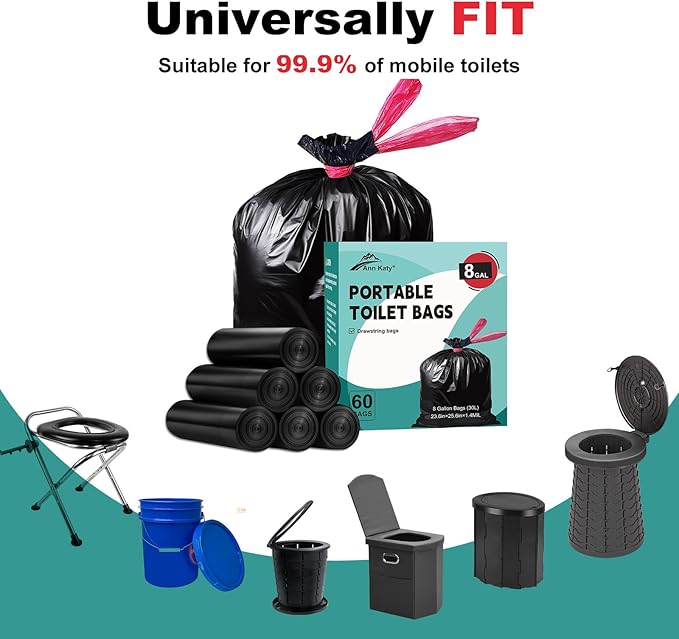 Portable Toilet Bags,Drawstring Camping Toilet Bags Toilet Trash Bags Leak-Proof, Waste Bags for Camping, Hiking, Traveling,Emergency, Outdoor Activities