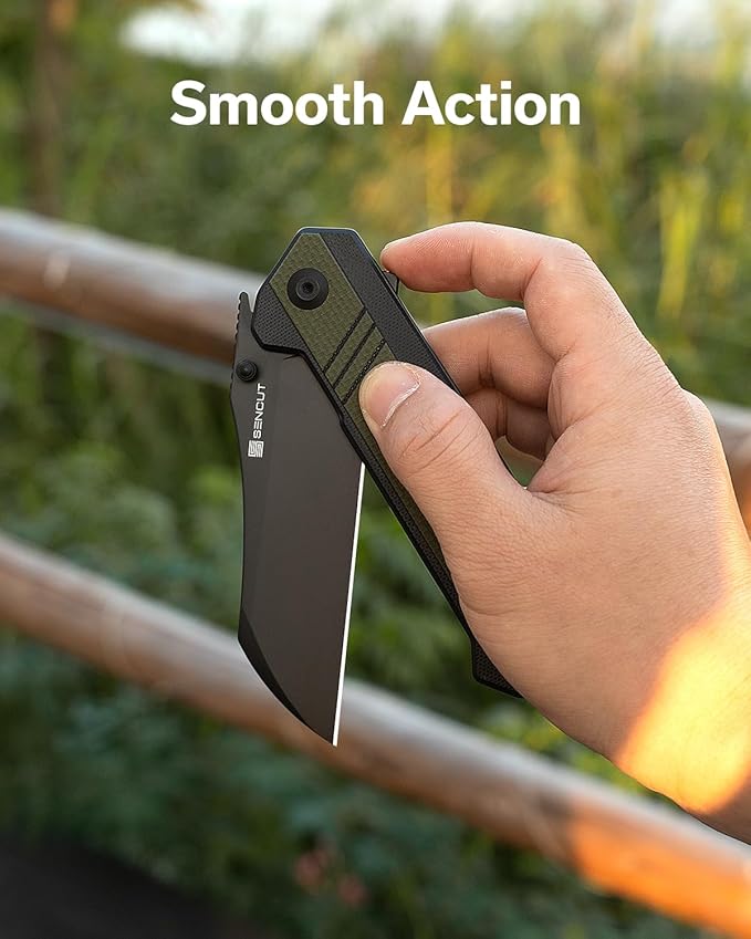 SENCUT Draxor Folding Pocket Knife for EDC, Camping Knife with 3.7'' 9Cr18MoV Blade & G10 Handle, Gift for Men Women (Green)