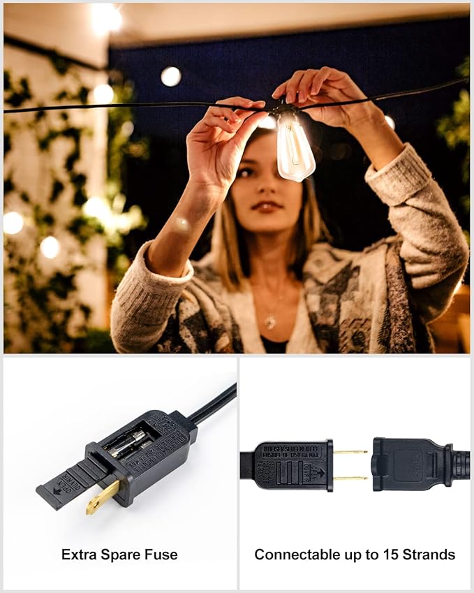 Lightdot 450FT Outdoor String Lights, LED Bistro String Lights with Shatterproof ST38 Bulbs, 2200K Dimmable, Waterproof Hanging Lights for Porch, Party, Garden, Backyard, Balcony