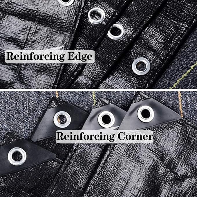 Tarps Heavy Duty Waterproof 10x12ft,TEZONG Black Poly Tarp 12Mil Multipurpose Tarpaulin Outdoor Cover for Emergency Rain,Patio Furniture,Roof,Camping,Car,Pool