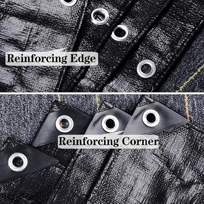 Tarps Heavy Duty Waterproof 5x8ft,TEZONG Black Plastic Tarp 16Mil Outdoor Tarpaulin Cover for Emergency Rain,Patio Furniture,Wood,Roof,Camping,Car,Pool