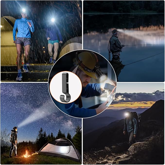 Headlamp Rechargeable 2Pack, Head lamps led rechargeable, Adjustable Focus Headlight Outdoor, 4Mode Head Lights for Forehead, 90°Angle LED Headlamp, Waterproof Headlamps for Adults Camping Hard Hat