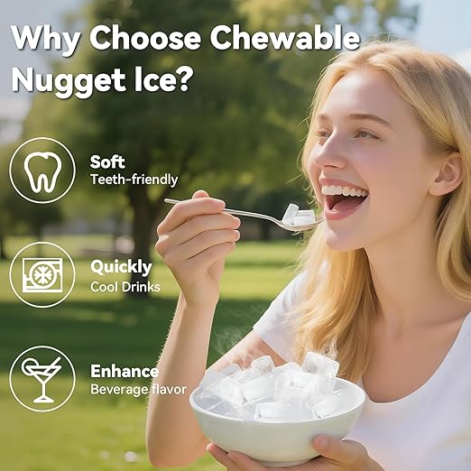 Nugget Ice Maker Machine Countertop, Ice/Water/Ice & Water Optional, 95LBS/24H Soft Pellet Crushed Chewable Ice Machine with Self-Cleaning for Home Office Kitchen Party RV