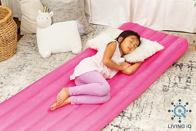 Living iQ Jr Twin-Size Kids Inflatable Air Bed, Blow-Up Mattress with L.O.L. Surprise! Theme, Waterproof & Puncture Resistant Vinyl, Lightweight & Portable for Travel, Hotel, Camp & Sleepover