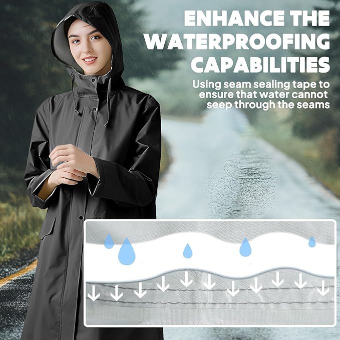 ANYOO Waterproof Rain Poncho Lightweight Reusable Hiking Hooded Coat Jacket for Outdoor Activities
