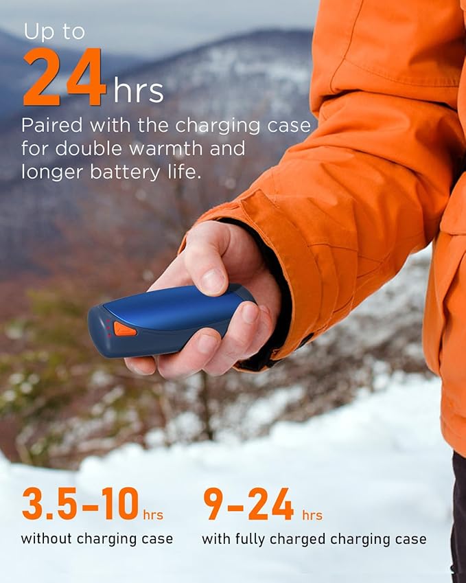 Hand Warmers Rechargeable with Charge Case, 2 Packs 14,000mAh Electric Hand Warmer Battery Powered Dual Sided Reusable Long Battery Life Portable Pocket Heater Gifts for Men Women Golf, Hunting Gear