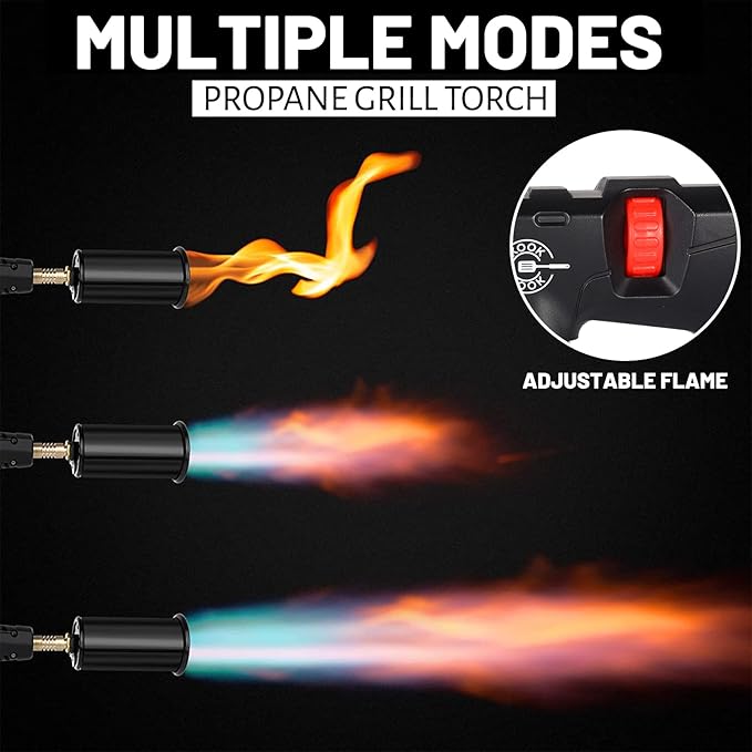 Propane Cooking Torch Head Food Grill Torch Gun Charcoal Wood Grills Lighter Campfire Starter Camp Chef Blow Torch for Cooking Sous Vide Flame Thrower Kitchen Blowtorch BBQ Searing Steak Flamethrower