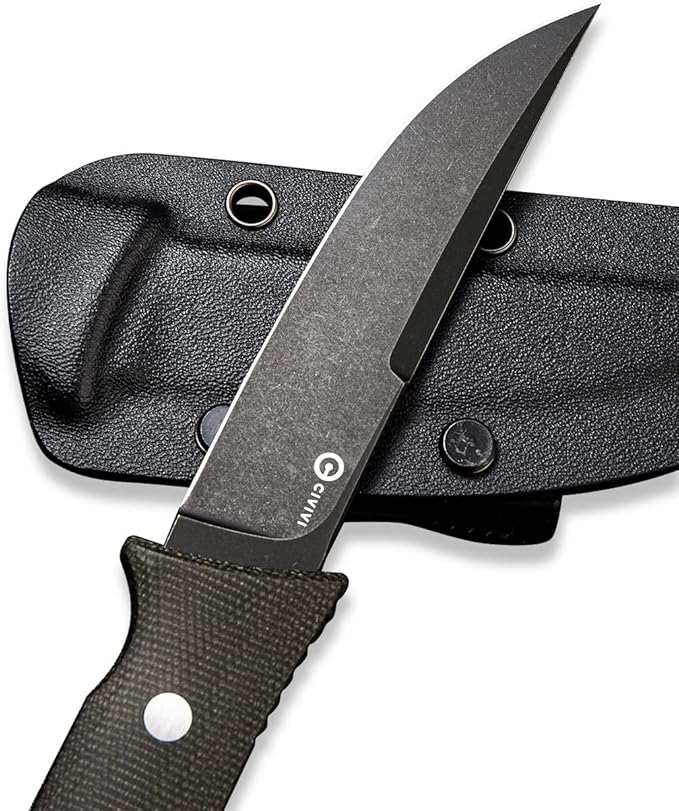 CIVIVI Tamashii Fixed Blade Knife with 4.07’’ D2 Blade Micarta Handle, Kydex Sheath, T-clip for EDC Outdoor Carry C19046-4