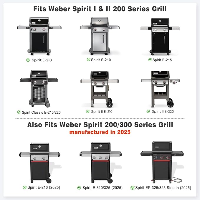 Stanbroil Full Size Griddle Insert for Weber Spirit 200 Series 2-Burner Gas Grills, Ceramic Coated Nonstick Flat Top Griddle for Weber Spirit I & II 200 Series Gas Grill, Black