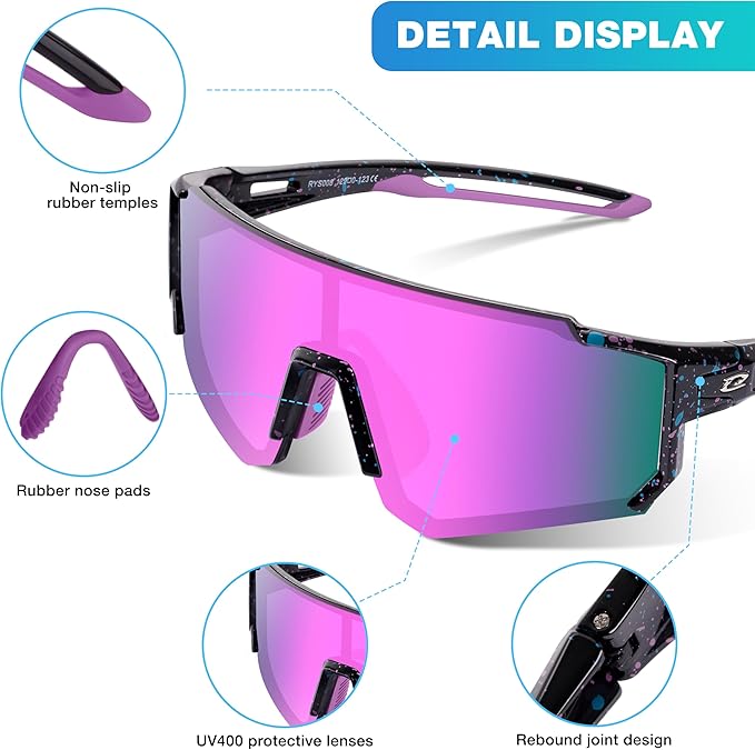 RIVBOS Youth Baseball Sunglasses for Kids(Boys&Girls) Polarized UV Protection Cycling Glasses RYS008