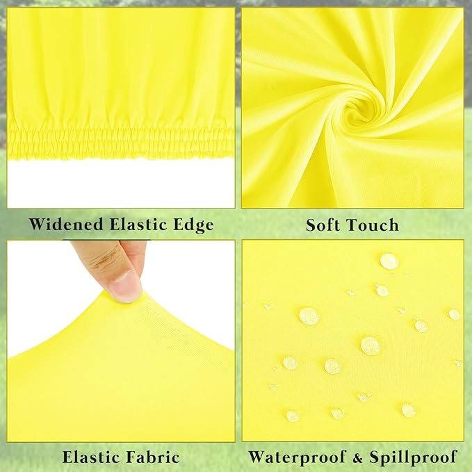 10 Pack Picnic Table Cover Fitted Tablecloths 6 Foot Rectangle Tables Elastic Waterproof Stretch Washable Patio Folding Outdoor Spandex Table Cloth for Camping Banquet and Parties (Yellow,30" x 72")