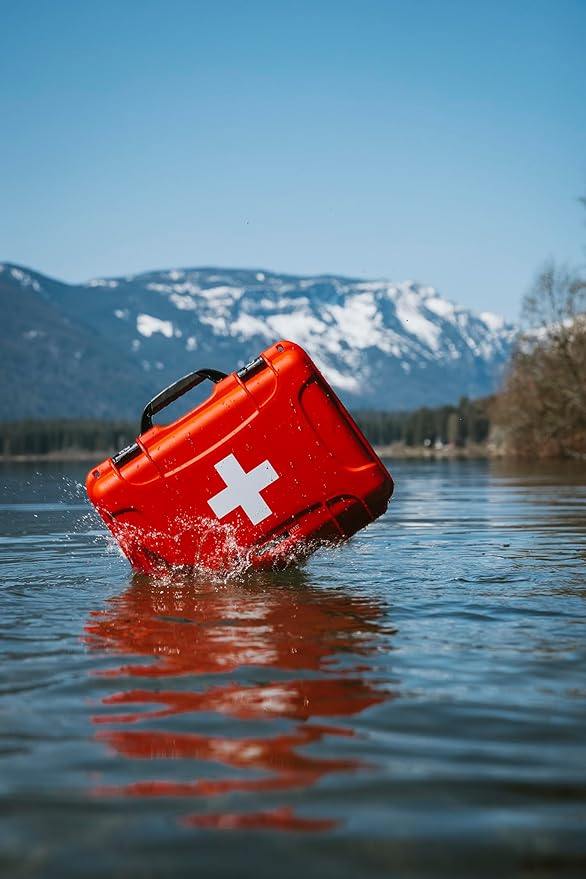 NANUK 908 Waterproof First Aid Box Empty – Durable, Medical First Aid Organizer Case, IP67-Rated, Dustproof, Impact-Resistant, and Floats (7.4" x 4.9" x 3.1") – Red