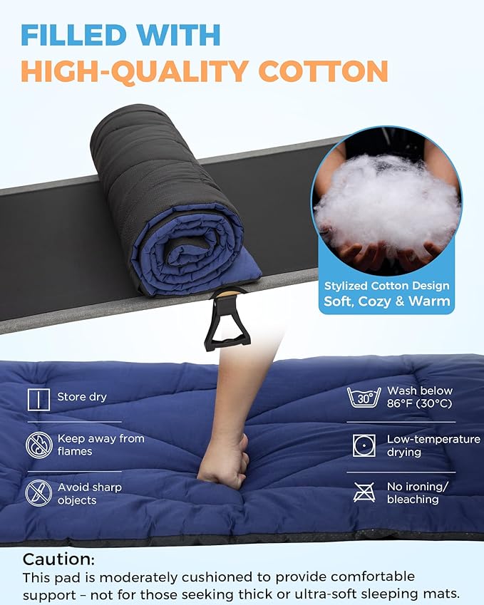KingCamp Cot Mattress, Portable Lightweight Camping Sleeping Mat Soft Comfortable Non-Slip Cot Pad for Camp Cot, RV Bunk & Twin Beds