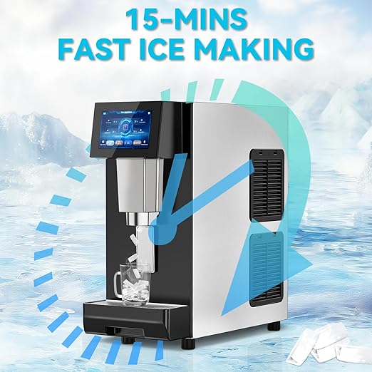 Nugget Ice Maker Machine Countertop, Ice/Water/Ice & Water Optional, 95LBS/24H Soft Pellet Crushed Chewable Ice Machine with Self-Cleaning for Home Office Kitchen Party RV