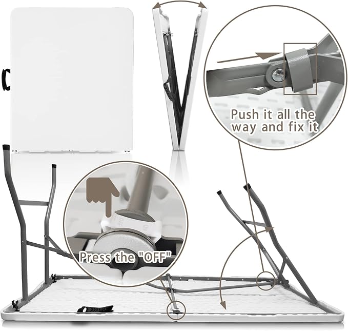 Plastic Folding Table, 5 FT Folding Table, Plastic Portable Tables for Dining Parties Card Picnic Camping, Granite White