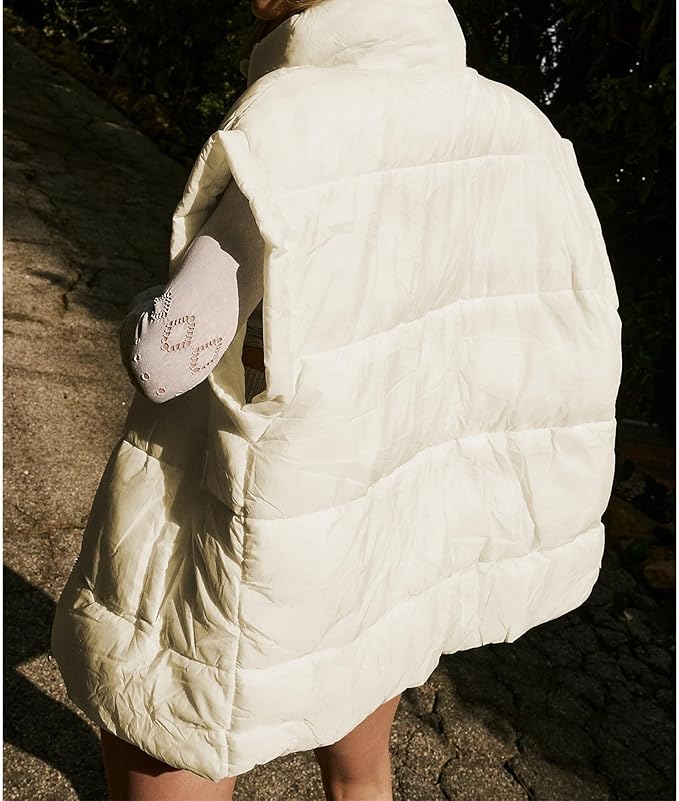 Ainangua Women's Puffer Vest Stand Collar Zipper Sleeveless Jackets Winter Lightweight Vests Warm Padded Jacket Coat