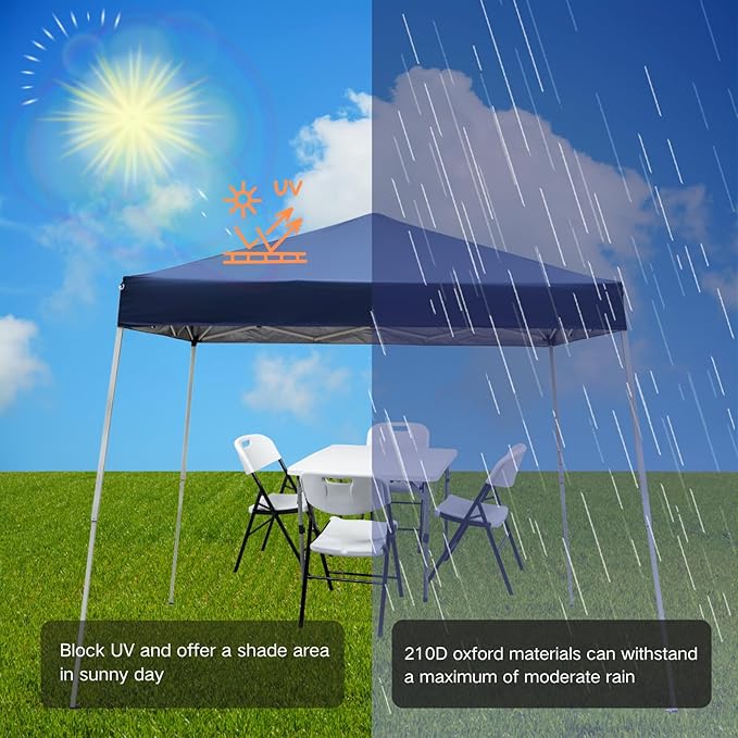 Outvita Canopy 7.8x7.8' Pop Up Commercial Instant Gazebo Tent, Waterproof & UV Protection Canopy Tent with Slant Legs for Party Wedding Birthday BBQ Events