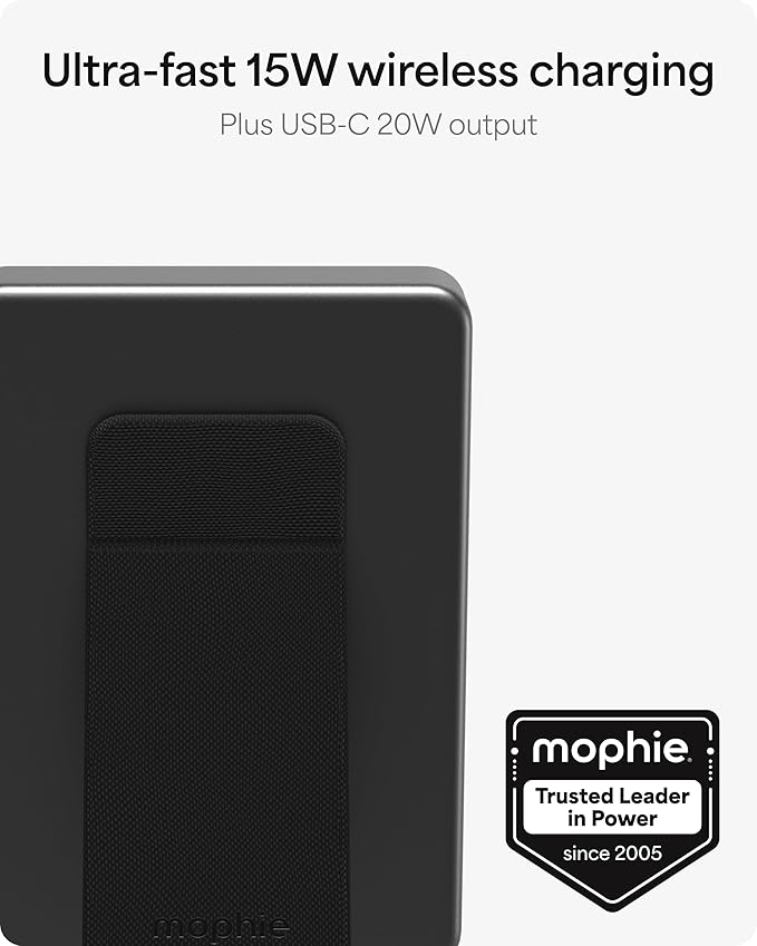 Mophie Powerstation Wireless with Stand 10,000mAh Power Bank – MagSafe Compatible, 15W Qi2-Certified, 30W USB-C PD Fast Charging, Slim Battery Pack for iPhone, Android, Travel & Airplane Use