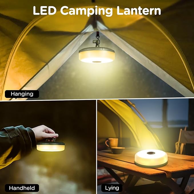 OGERY 3-Pack Camping String Lights, 2 in 1 Quick Storage 32.8FT Rechargeable Tent Lights String with 8 Lighting Modes, Hanging Waterproof Portable LED Lamp for Christmas Decor Party Bedroom Yard