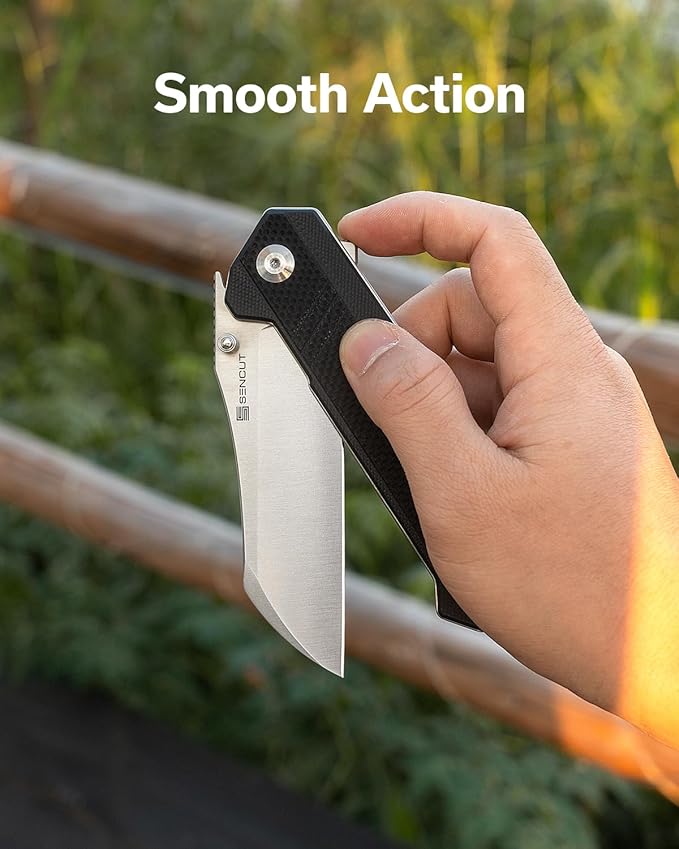 SENCUT Draxor Folding Pocket Knife for EDC, Camping Knife with 3.7'' 9Cr18MoV Blade & G10 Handle, Gift for Men Women (Black)