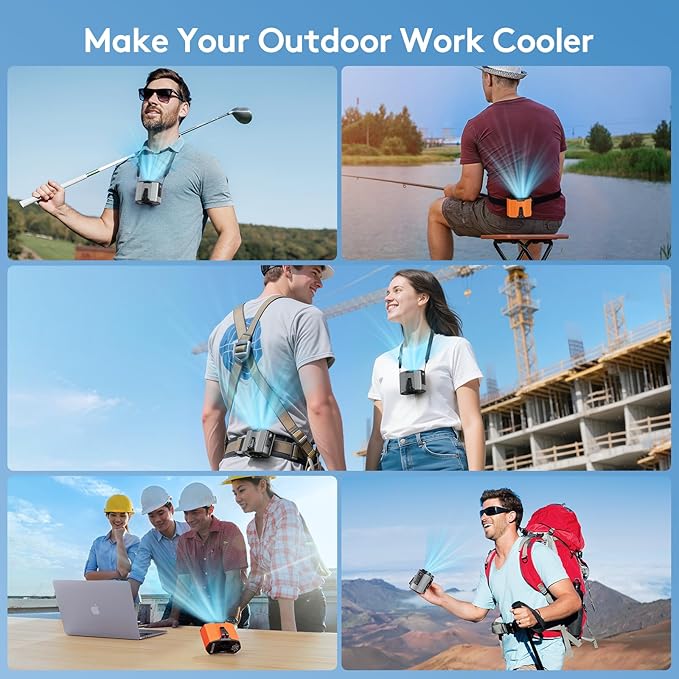 12000mAh Portable Waist Fan Clip on-10 Speeds Under Shirt Fan, Max 40Hrs Runtime Belt Clip Fans Rechargeable, 17000RPM High Speed Turbo Motor, Body Fans for Men Outdoor, Jobsite, Farming Work, Grey