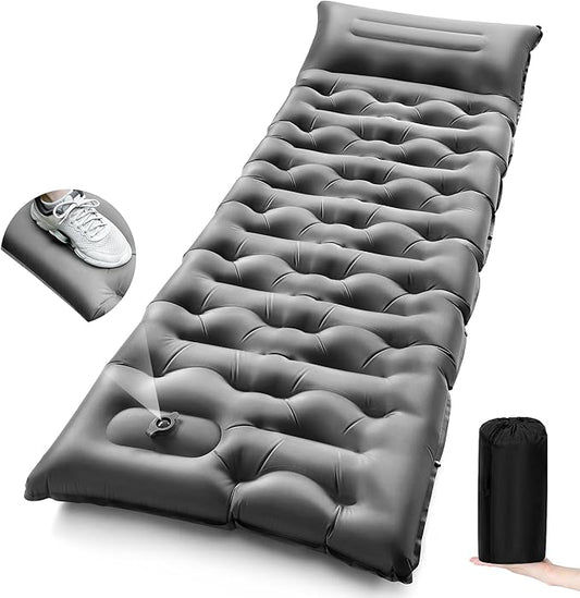 Camping Sleeping Pad,5.9 Inch Thick Camping Mat with Built in Pillow and Foot Pump,Self Inflating Sleeping Pad Ultralight for Camping Backpacking Tent(Green