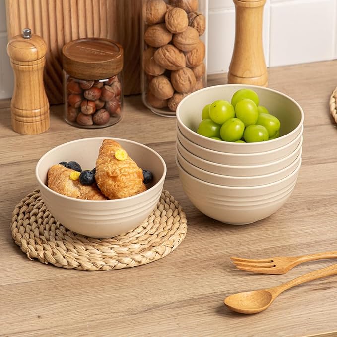 18PCS Wheat Straw Dinnerware Sets Unbreakable Dinnerware Set Lightweight Dish Set Cups Plates and Bowls Set Microwave and Dishwasher Safe Dishware Sets
