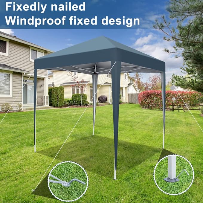 Outvita 6.5x6.5ft Pop Up Canopy Tent, Outdoor Instant Shelter Folding Canopy with Carry Bag for Commercial Events, Party, Backyard BBQ, Camping Blue