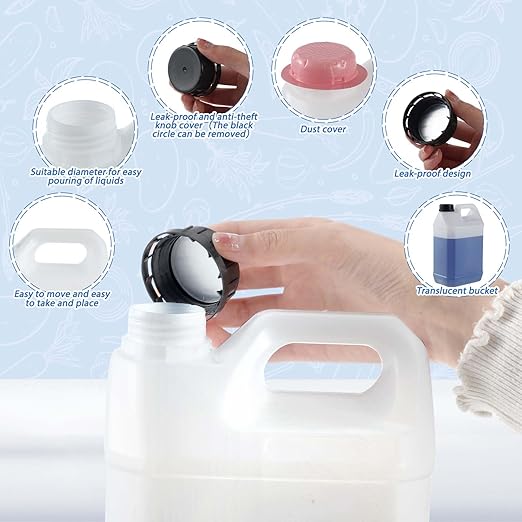 1 Pcs 1 Gallon Plastic Jug with Lids Square Empty Storage Containers HDPE Carboy Plastic Jar Containers for Water Beverage Oil Liquids (Translucent Color)