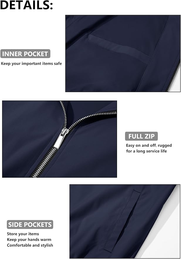 MAGCOMSEN Men's Bomber Jacket Lightweight Casual Zip Up Windbreaker Spring Fall Golf Coat with Pockets