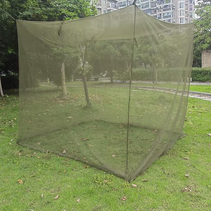 Military Green Mosquito Net - Portable Tactical Camping Net with Ultra-Fine Mesh, Fits Single/Double Beds & Cots (75"x35"x67" & 78"x67"x70") (Double L78in*W67in*H70in)