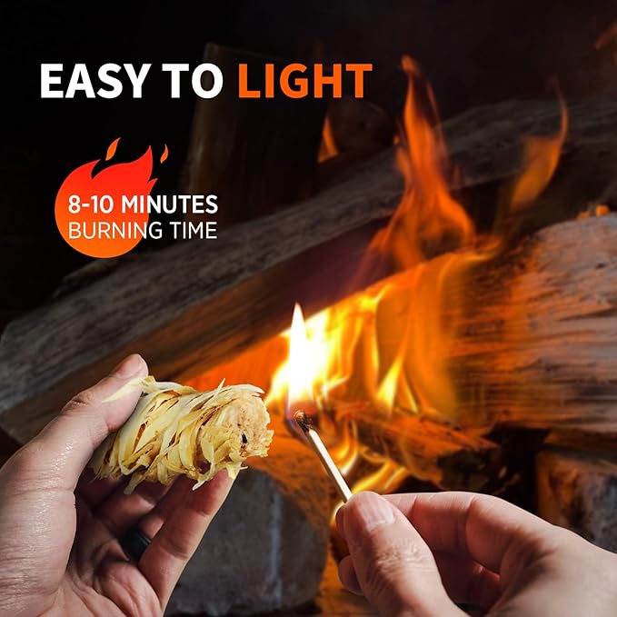 Fire Starters - Natural Fire Starters for Fireplace, Campfires, Fire Pit, BBQ Grill, Wood Stove, All Weather Charcoal Starter, Odorless Fire Starter Eco Friendly