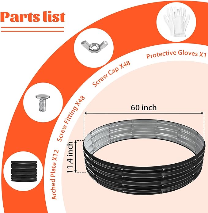 60 Inch Round Galvanized Fire Pit Ring/Fire Ring - Foldable and Perfect for Outdoor Gatherings and Campfires in The Yard/Garden/Park/Beach (Black+Gray, 5 FT Diameter+1 FT Tall)