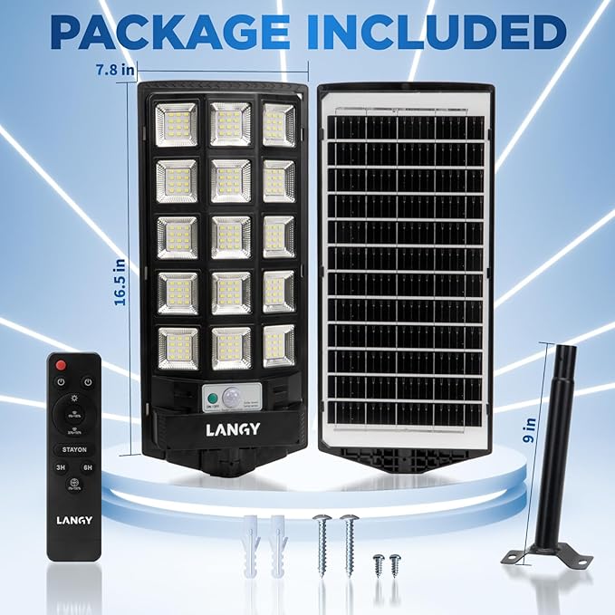 Solar Lights Outdoor Waterproof, 6500K Dusk to Dawn Solar Street Lights Outdoor Motion Sensor with Remote Control, LED Security Light for Outside Garden Yard Parking Lot, Oudoor Flood Lights, 2 Pack