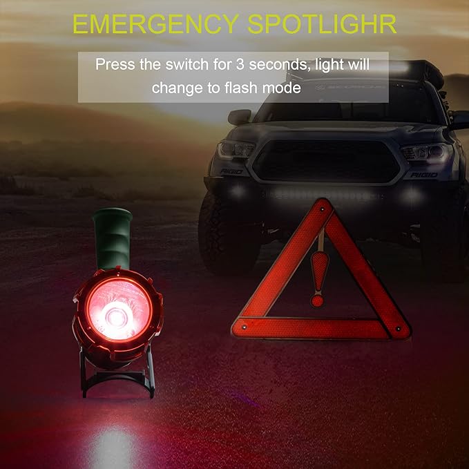 YIERBLUE Rechargeable Spotlight Flashlight, 1000,000 High Lumen LED Spotlight with Ultra-Long Running, IP67Waterproof Spot Lights with Red Lens(Large)