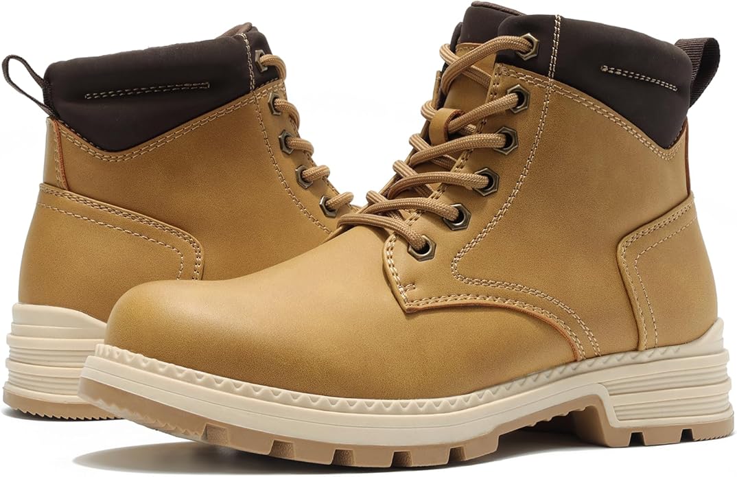 ANJOUFEMME Combat Hiking Boots for Women- Ladies Casual Outdoor Ankle Work Boots Lightweight Lace up Winter Shoes for Backpacking Trekking Walking
