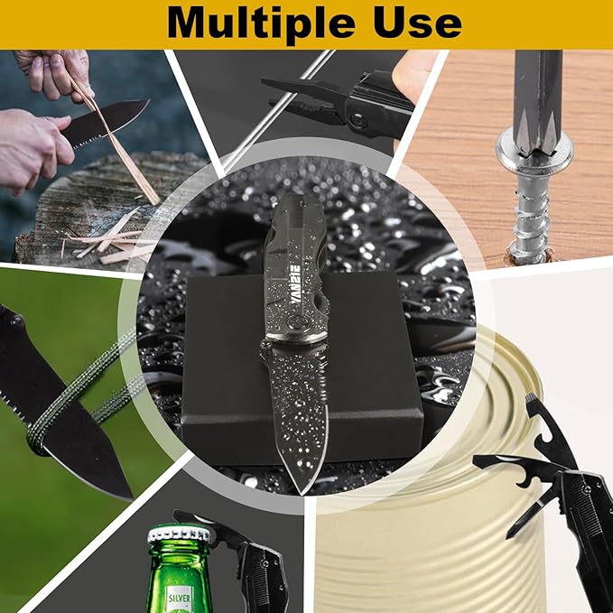 Gift for Dad/Men/Kids, Multitool Pocket Knife with Switch Blades, Can Opener, Wire Cutter, Plier Screwdrivers, Fishing Knife for Camping Hunting