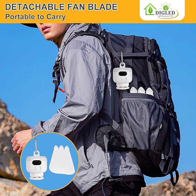 Battery Operated Ceiling Fan: 11" Portable Camping RV Tent Fan with Lights - Outdoor Hanging Rechargeable 8000mAh - Hook Type Remote Fans for Gazebo Patio Canopy Beach Dormitory Bedroom 5V/2A