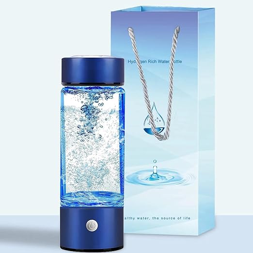 Hydrogen Water Bottle, Portable Hydrogen Water Ionizer Machine, Hydrogen Water Generator, Rechargeable Hydrogen Rich Water Glass Health Cup for Home Travel (Blue)