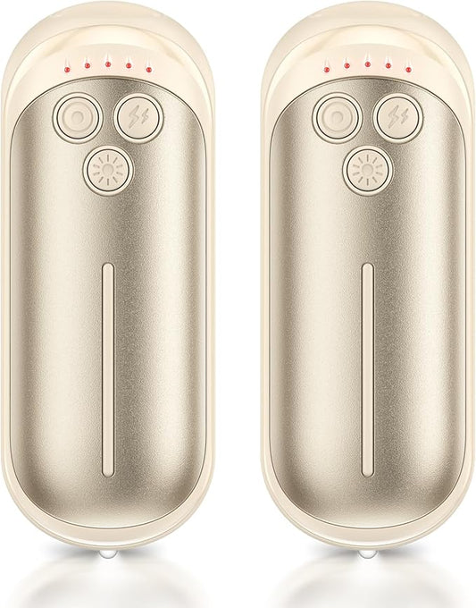 Rechargeable Hand Warmers 2 Pack, 6000mAh Electric Hand Warmer Rechargeable, 2 in 1 Portable Hand Warmers with AI Smart Chips, Outdoor, Hunting, Camping for Family for Christmas