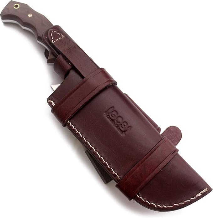 GCS Handmade D2 steel Hunting Knife G10 Handle Fixed Blade Knife Right Hand Scout Carry Buffalo leather Sheath and Sharpening Stone for Hunting Camping Survival and EDC