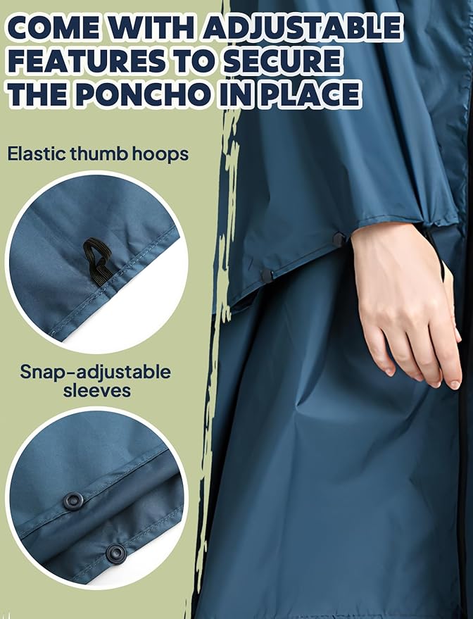 ANYOO Waterproof Rain Poncho Lightweight Reusable Hiking Hooded Coat Jacket for Outdoor Activities