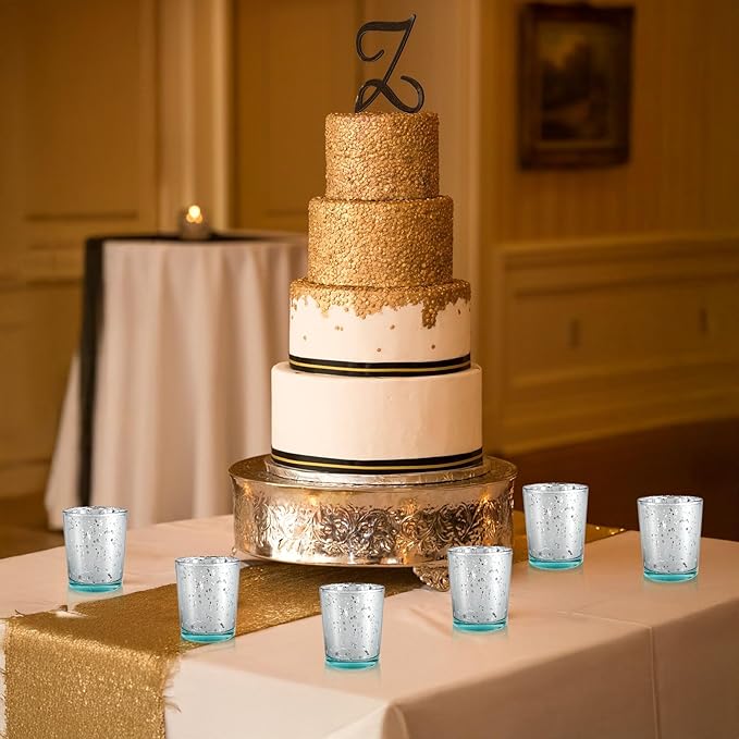 36 Pcs Silver Votive Candle Holders,Mercury Glass Candle Holder,Tealight Candle Holders Bulk for Wedding Holiday Centerpiece Table Party Home Valentines Day Decor