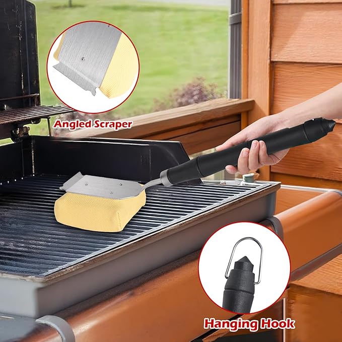 Grill Brush for Outdoor Grill -Steam Grill Brush Bristle Free for Cast Iron/Stainless Grates,BBQ Cleaner Brush with Durable Scraper,Safe Grill Cleaner Brush, Gifts for Men/Dad
