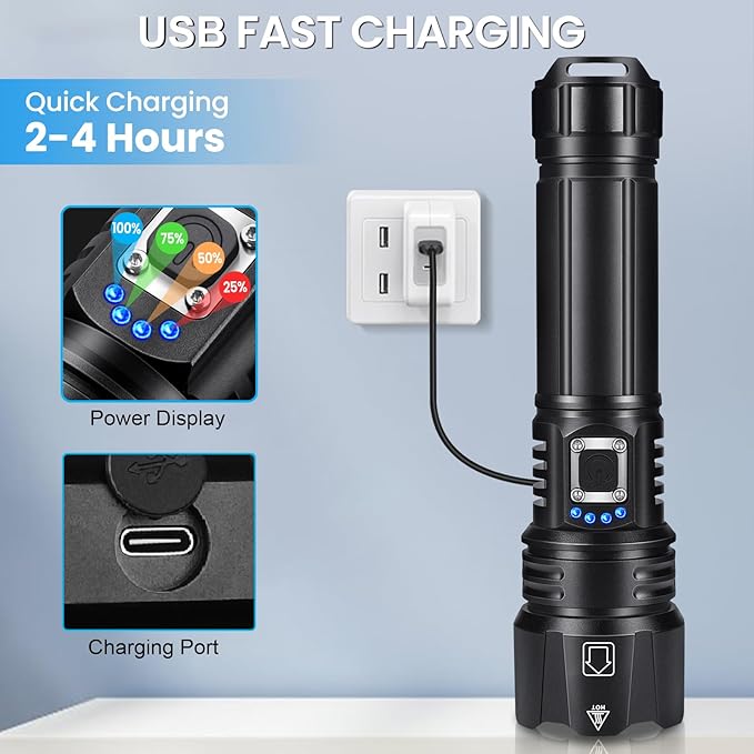 Rechargeable Flashlights High Lumens, 99,000 Lumen Brightest Led Flashlight with 5 Modes & 15H Long Runtime, Powerful Waterproof Handheld Flash Light, Super Bright Flashlight for Home, Camping
